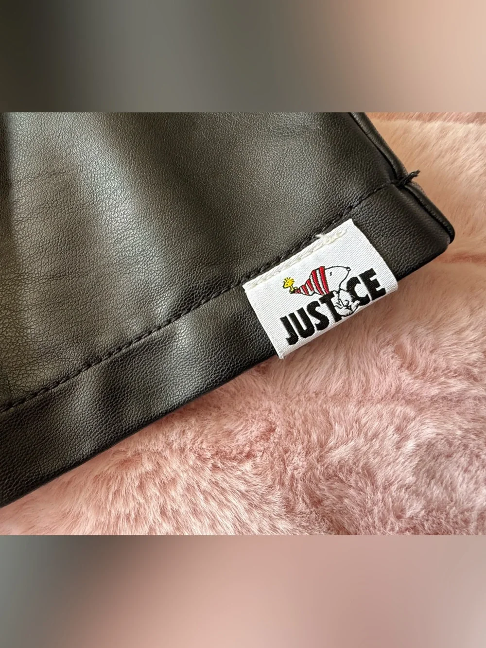 Justice Black Pleated Faux Leather Skater Skirt